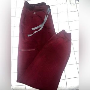 figs burgundy scrub pants